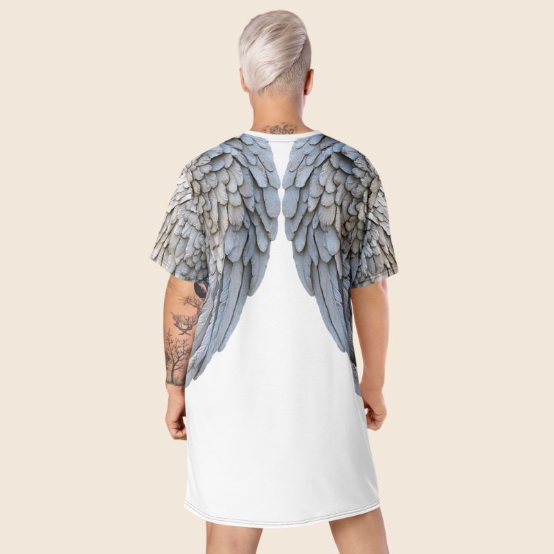 Oversized White T Shirt Dress | Graphic Wings