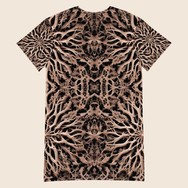 Bold Bone Print Oversized T-Shirt Dress | Psychedelic Fashion | Stretchy Fabric
