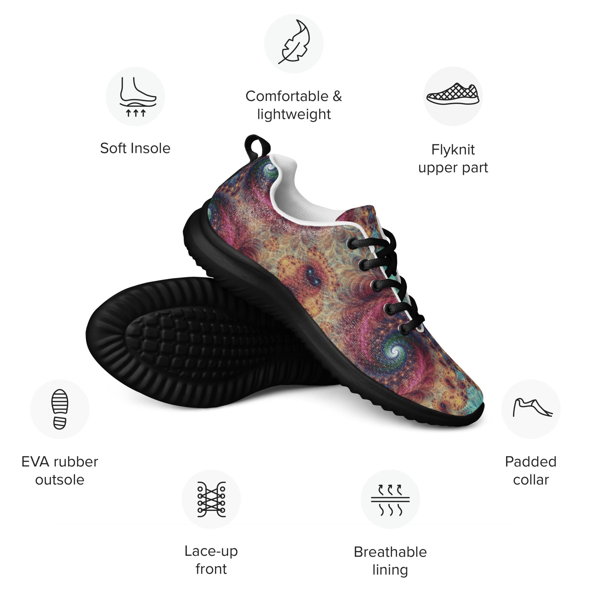 Women's Fractals Psychedelic Print Athletic Shoes