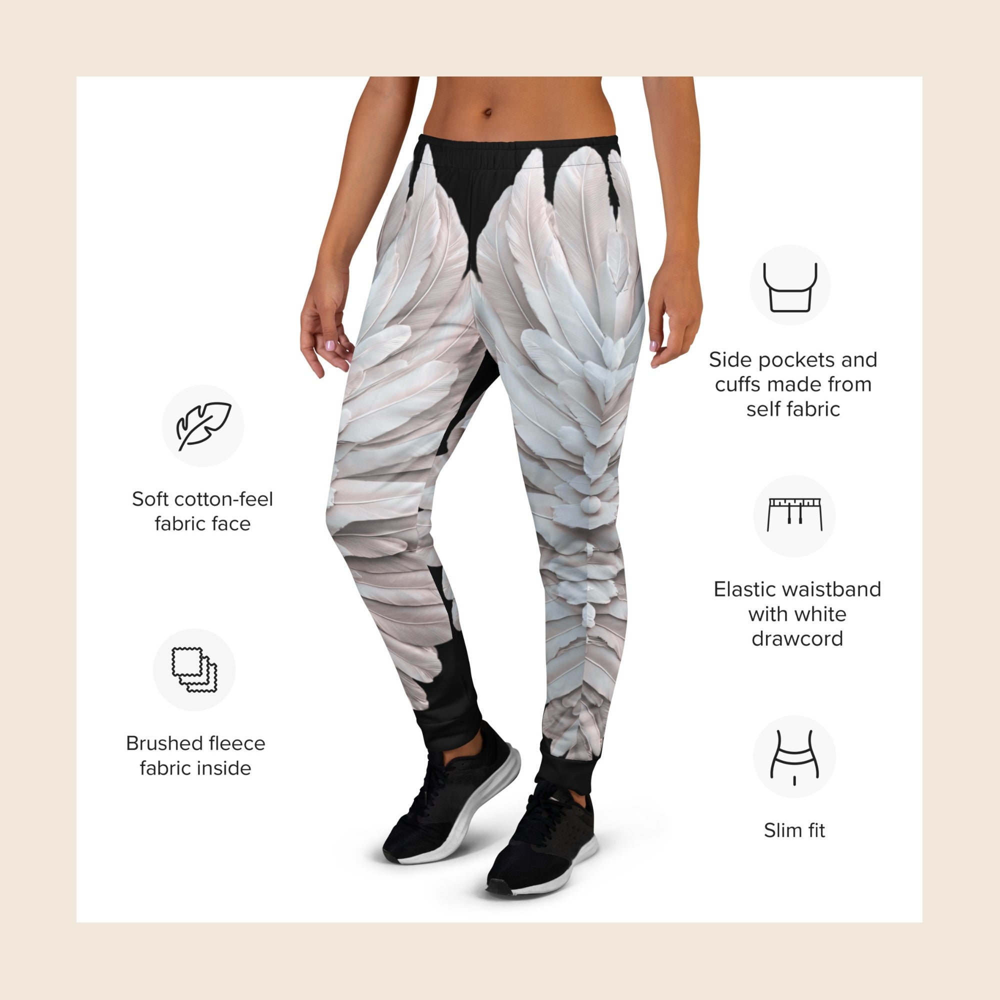 Wings Print Women's Joggers | Recycled Fleece | Slim Fit | Festival Wear