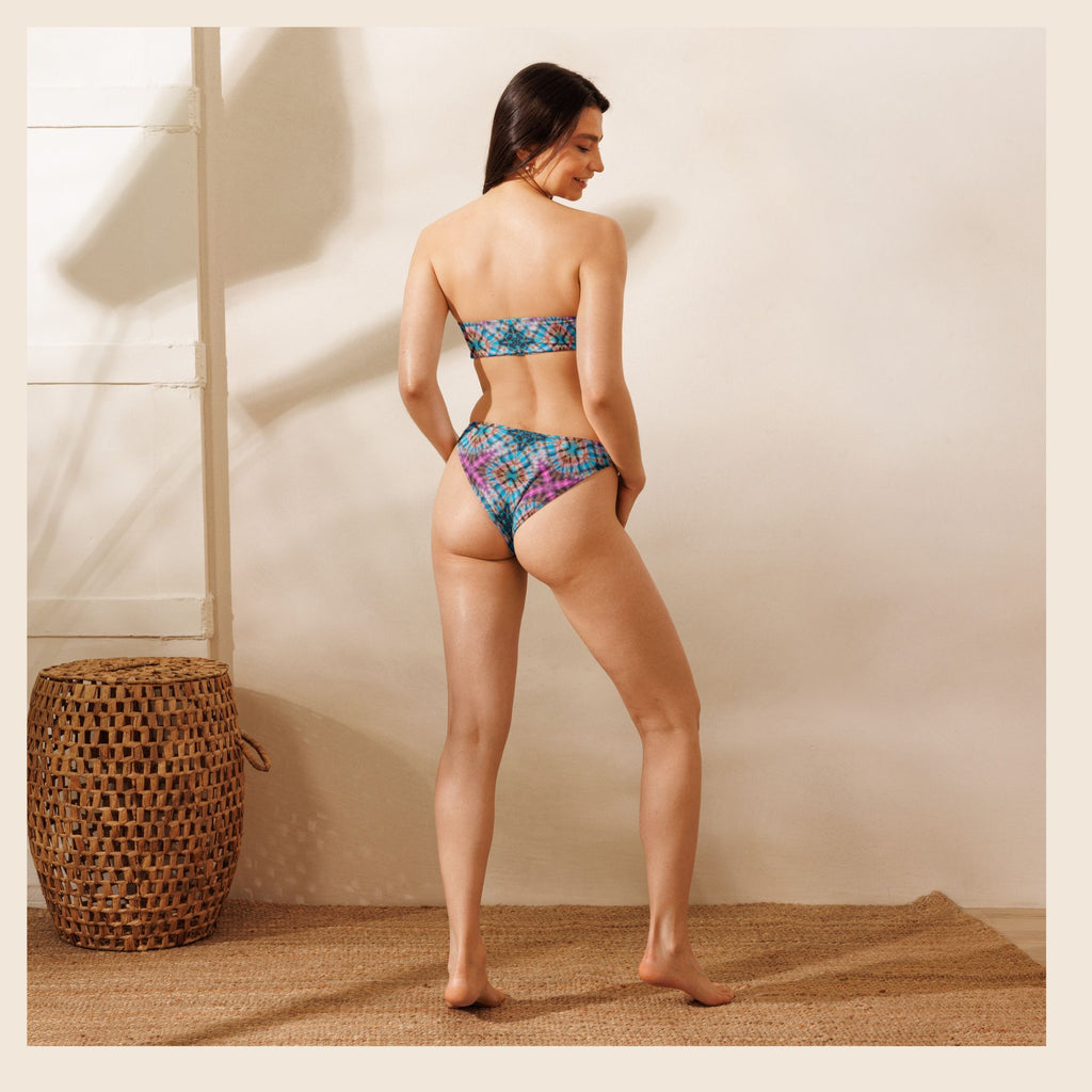 Tie Dye Blue and Pink Recycled Bandeau Bikini