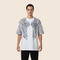 White Wings Print Oversized Cotton T-Shirt | Heavyweight Festival Tee