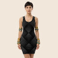 Optical Illusion Bodycon Dress, Trippy Design In Black and White
