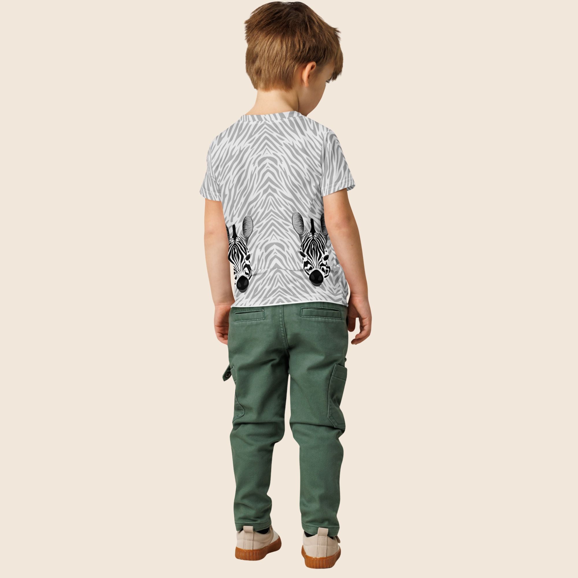 Zebra Head Print Kids Cotton T-Shirt | All-Over Print