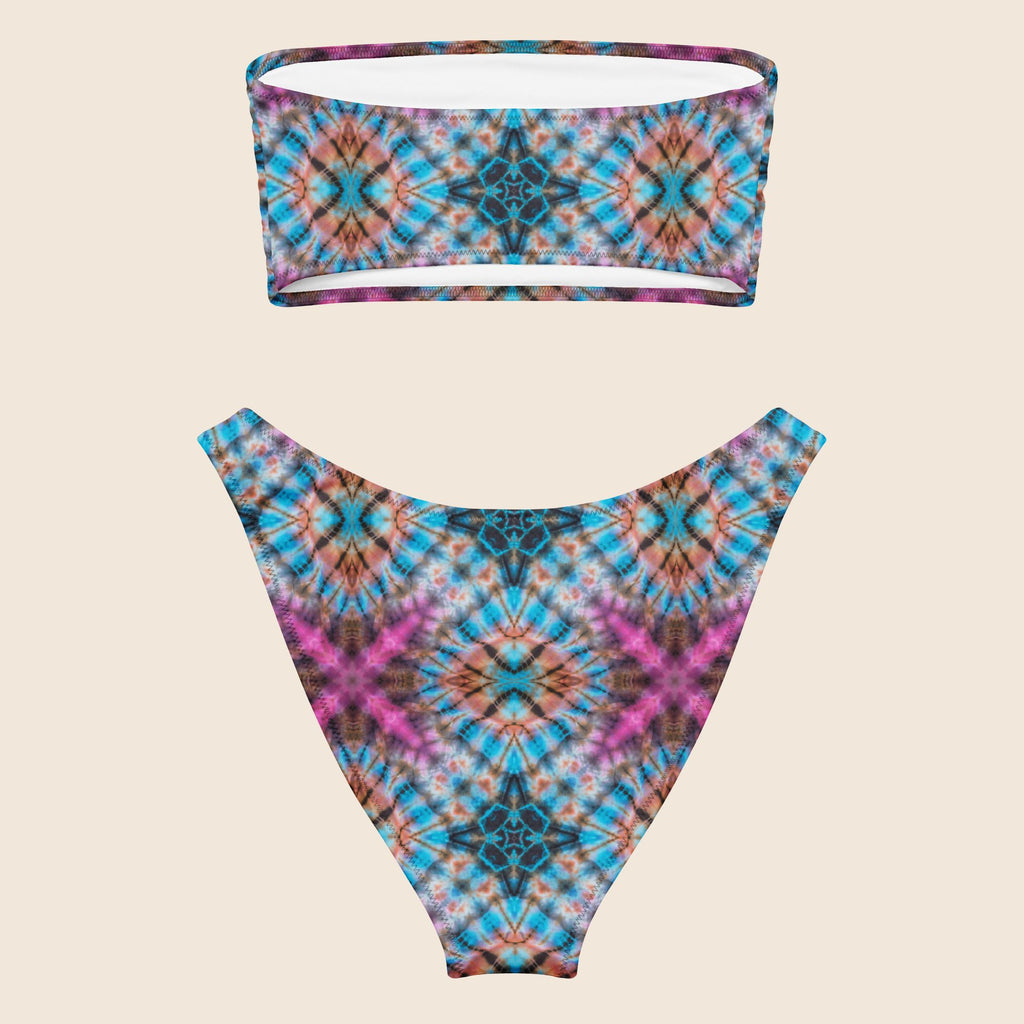 Tie Dye Blue and Pink Recycled Bandeau Bikini
