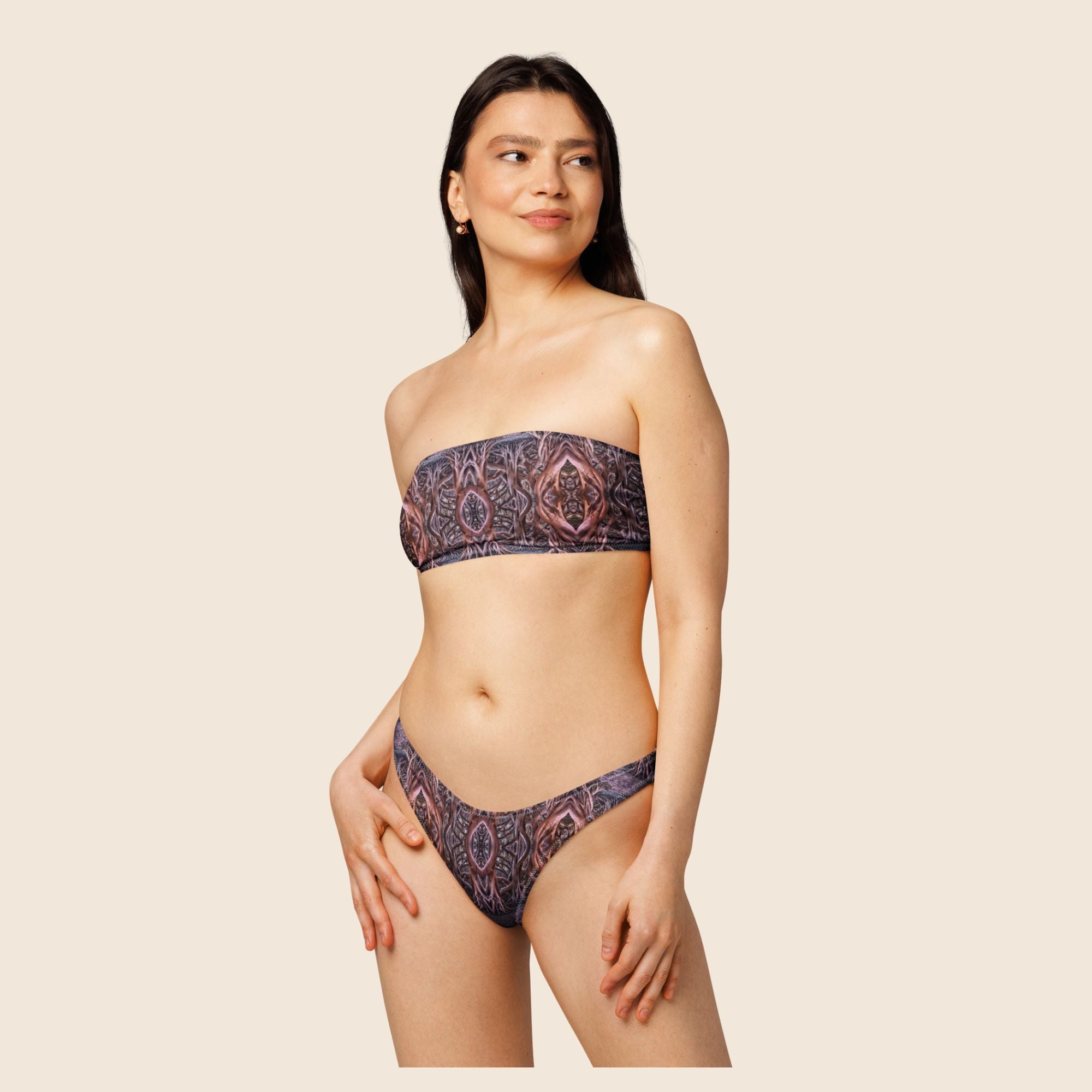 Banyan Tree Roots Print Recycled Bandeau Bikini