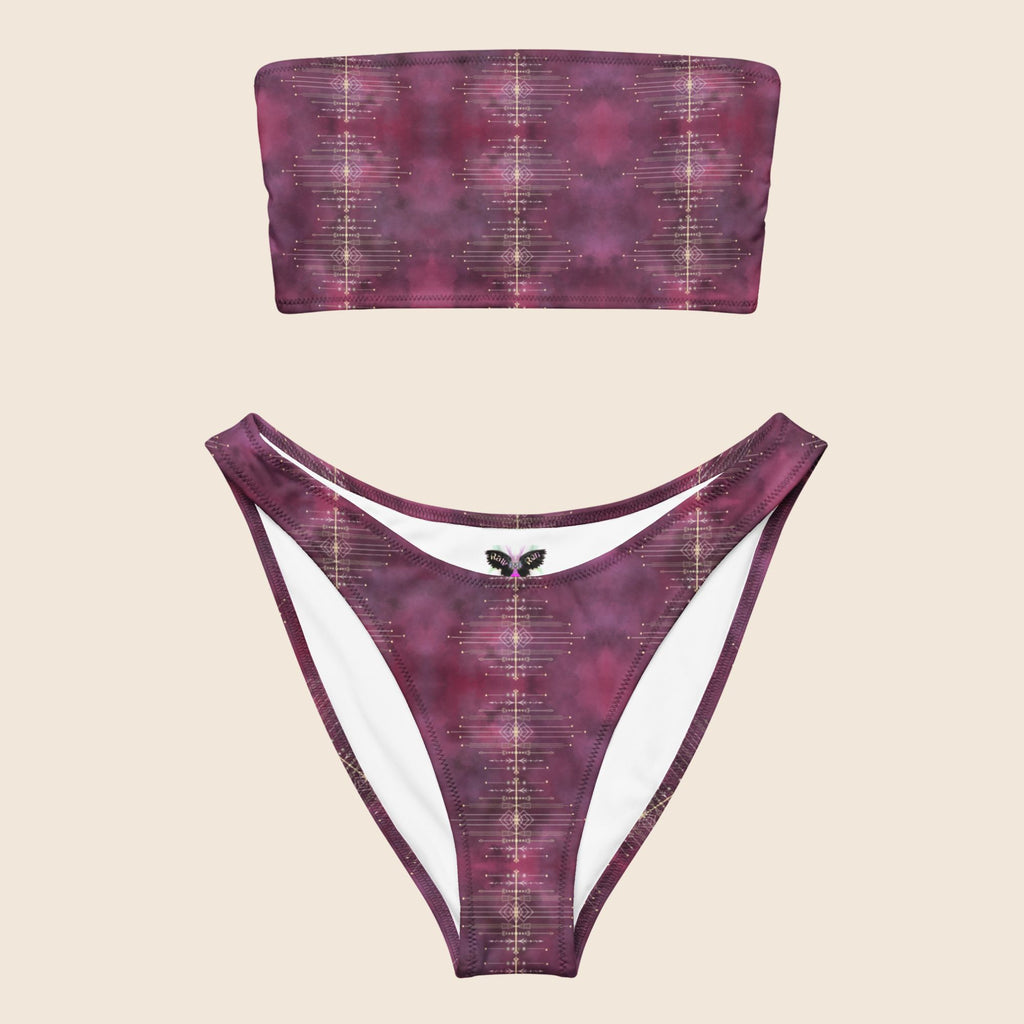 Tie Dye Purple Tribal Recycled Bandeau Bikini