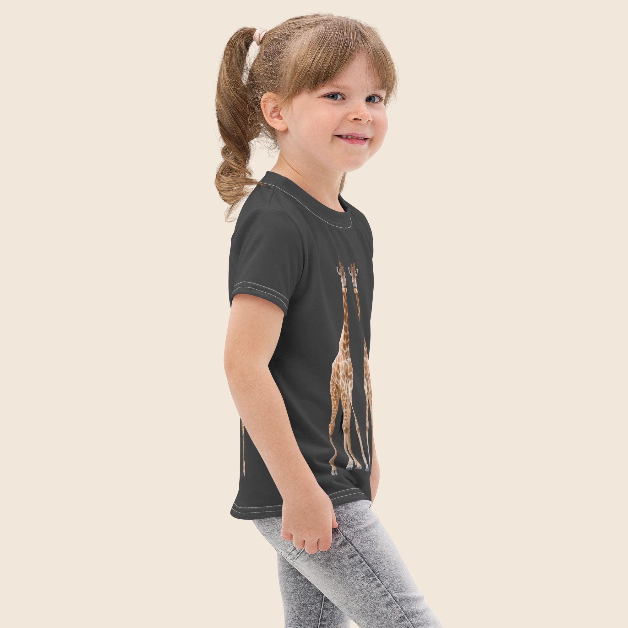 Giraffe Print Kids Cotton T-Shirt | All-Over Print