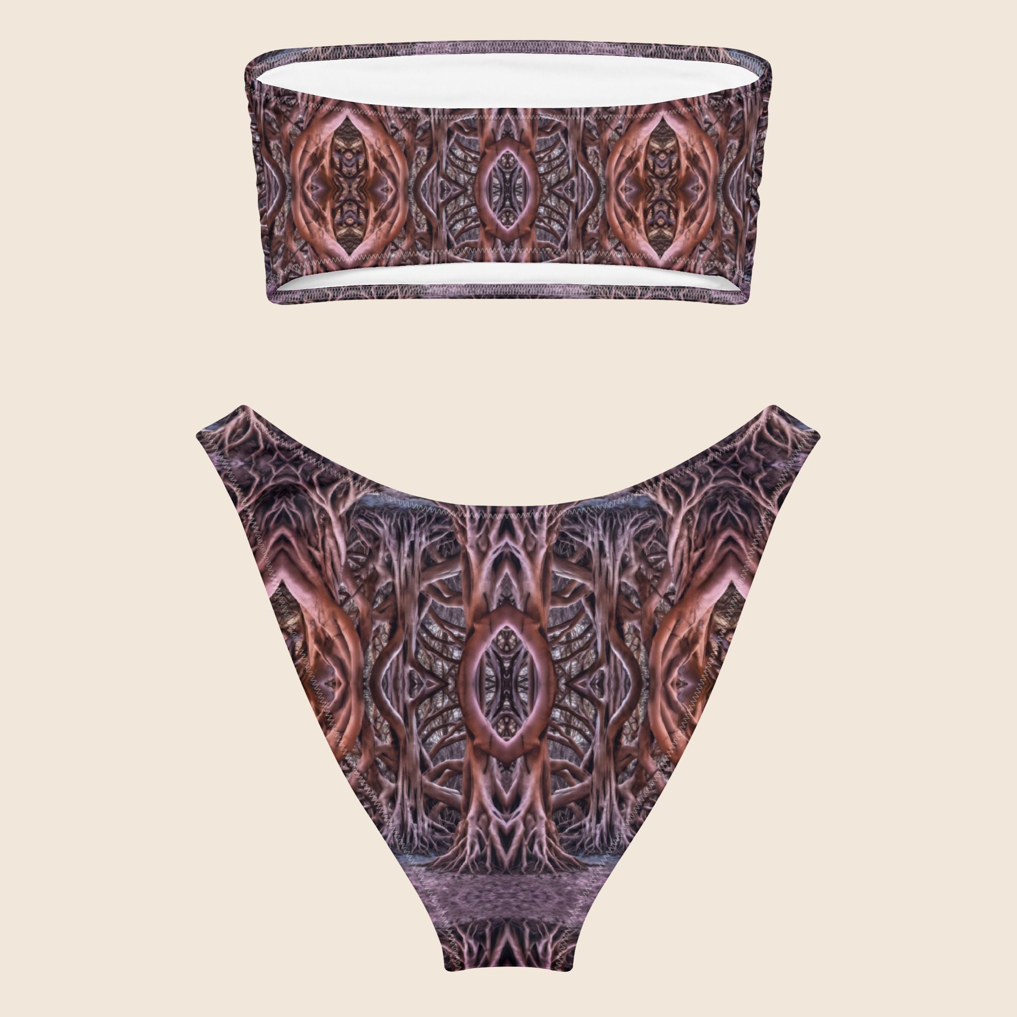 Banyan Tree Roots Print Recycled Bandeau Bikini