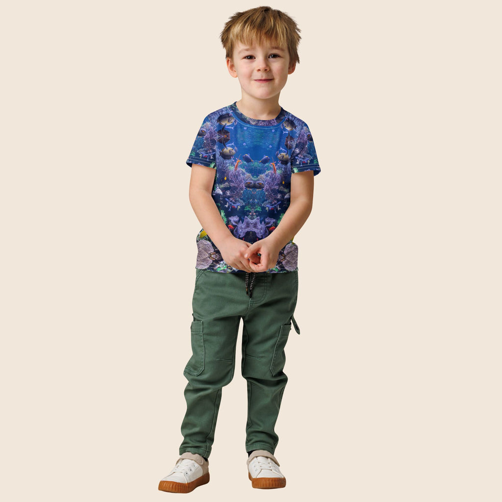 Sea & Fish Print Kids Cotton T-Shirt | All-Over Print