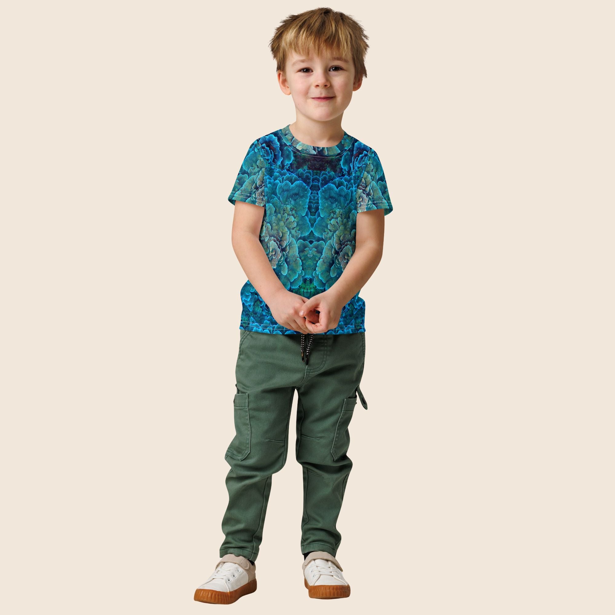 Coral Reef Print Kids Cotton T-Shirt | All-Over Print