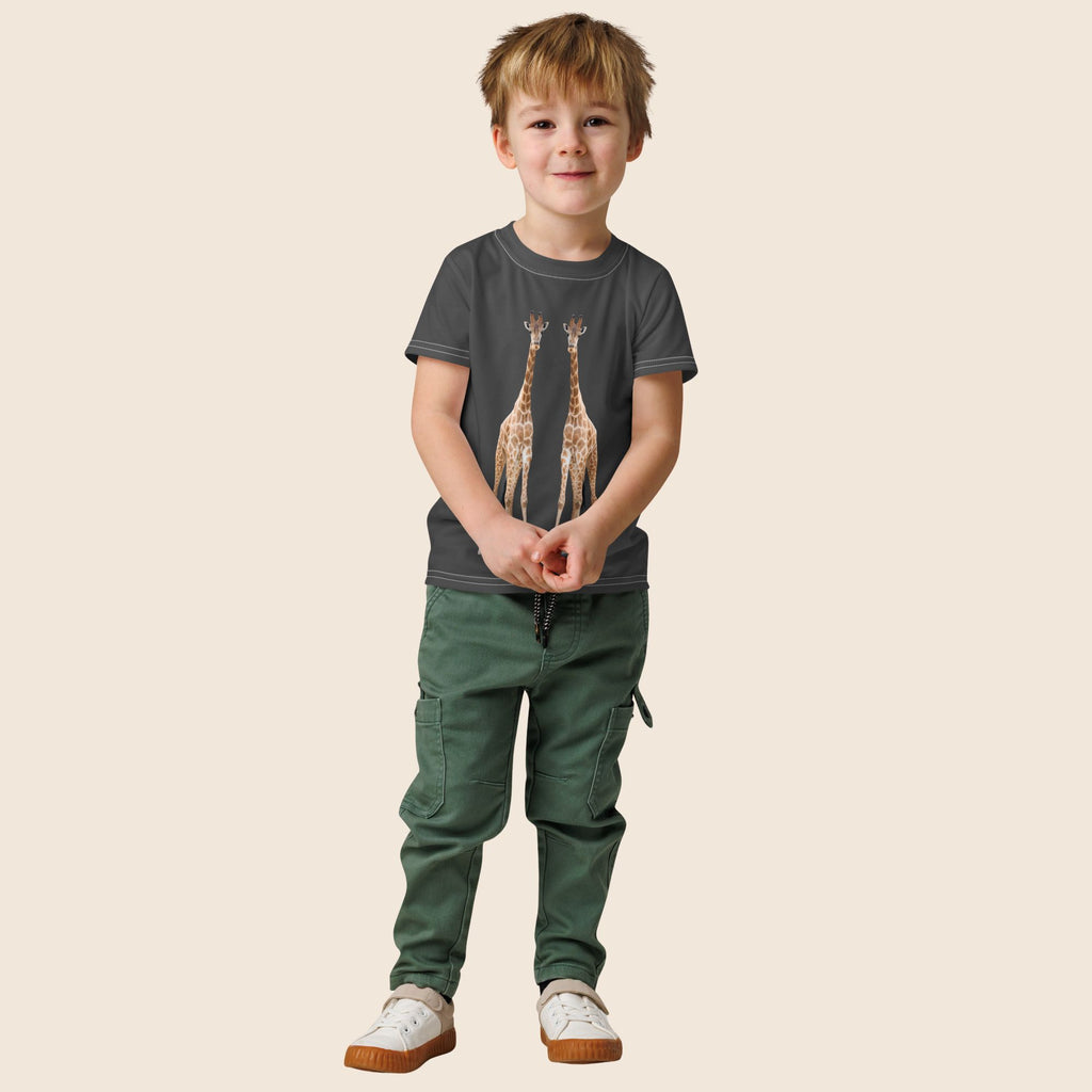 Giraffe Print Kids Cotton T-Shirt | All-Over Print