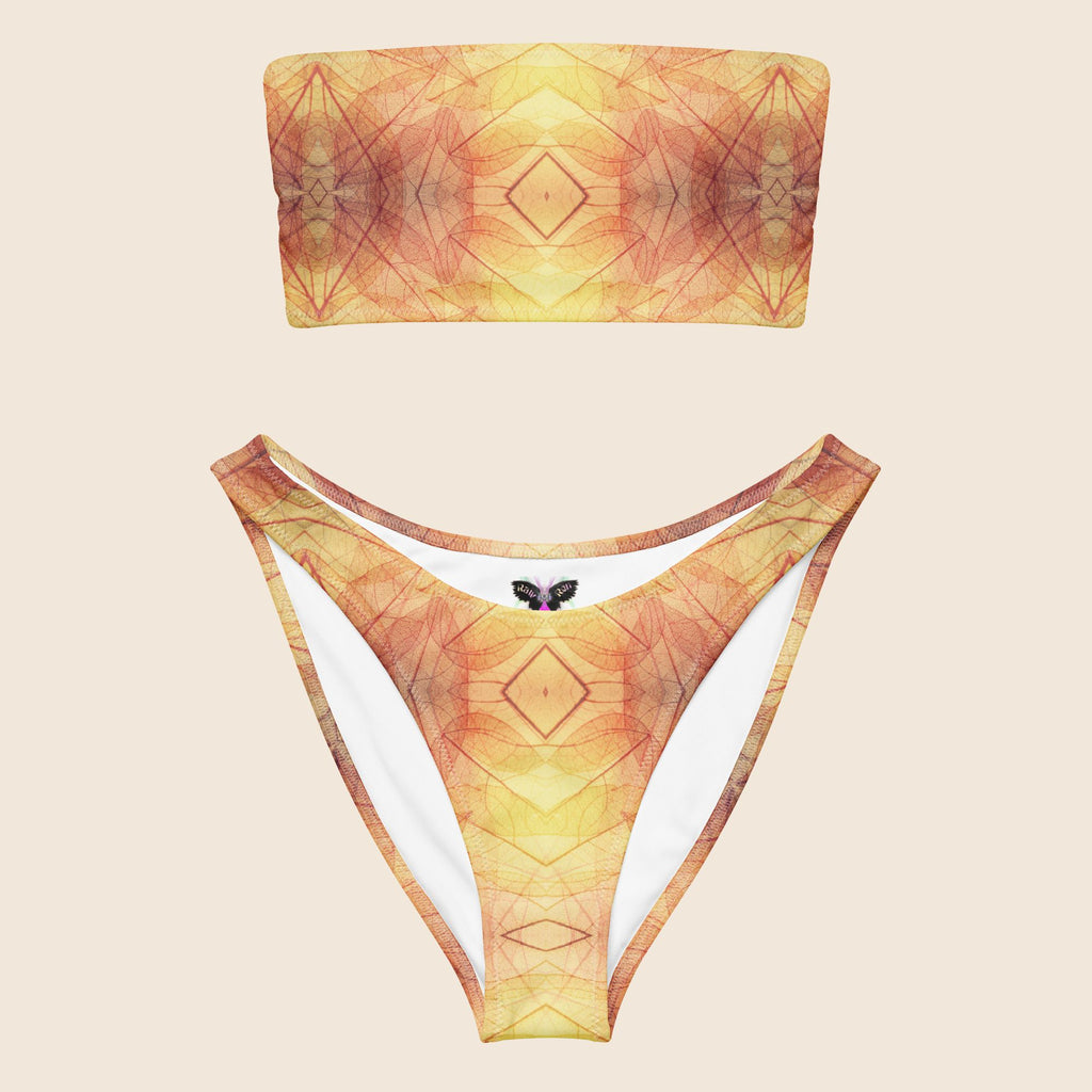 Leaves Print Recycled Bandeau Bikini