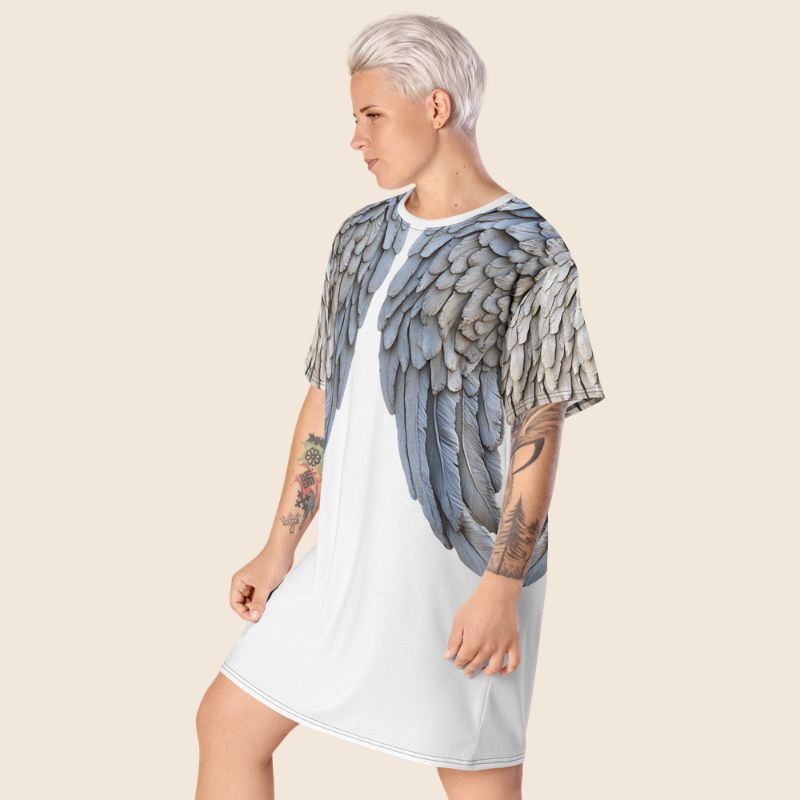 Oversized White T Shirt Dress | Graphic Wings