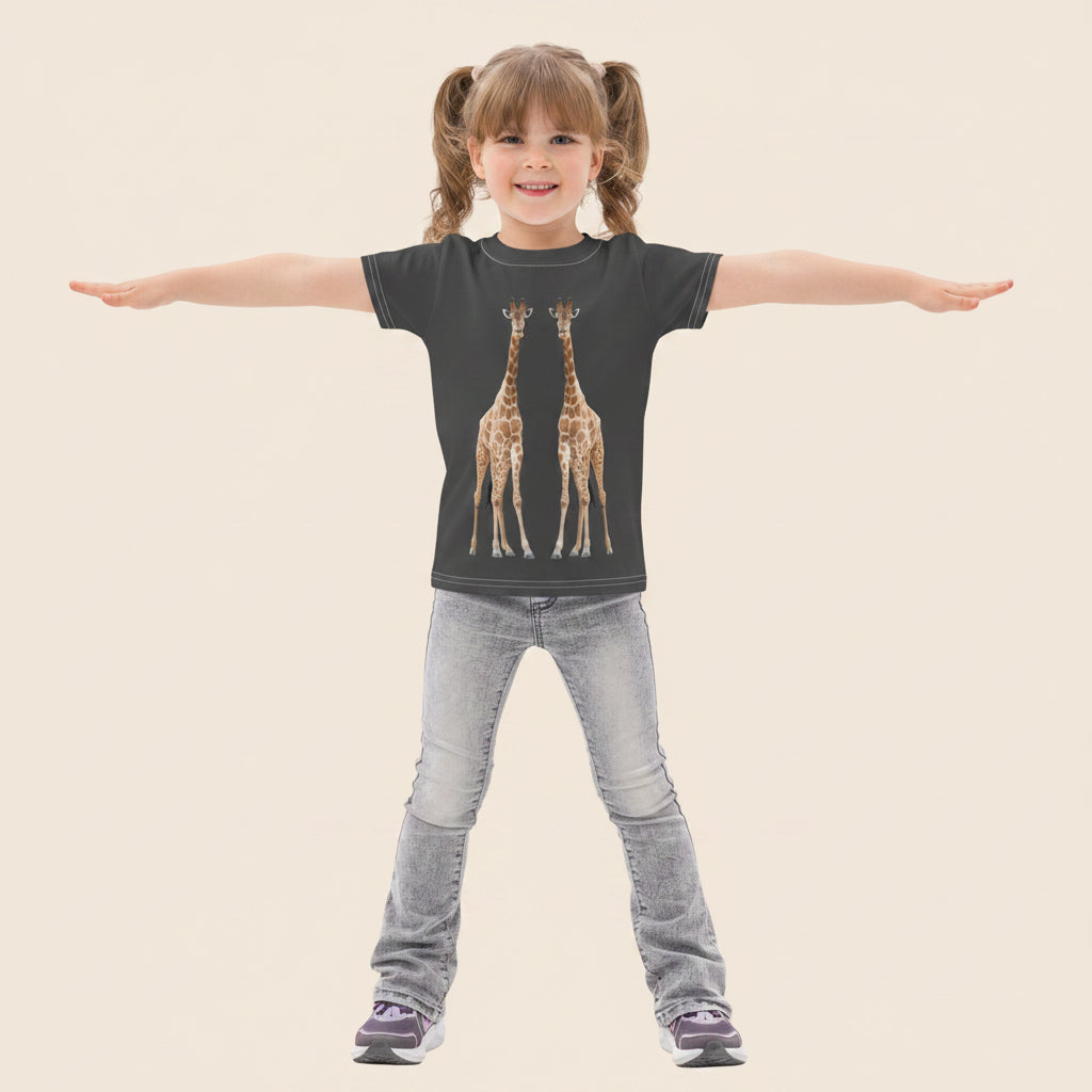 Giraffe Print Kids Cotton T-Shirt | All-Over Print