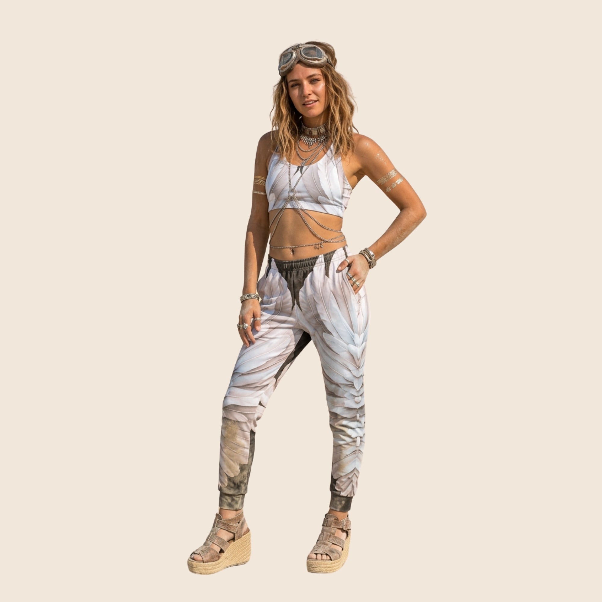Wings Print Women's Joggers | Recycled Fleece | Slim Fit | Festival Wear