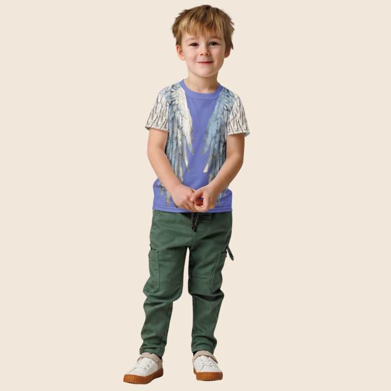Blue Wings All-Over Print Kids Cotton T-Shirt