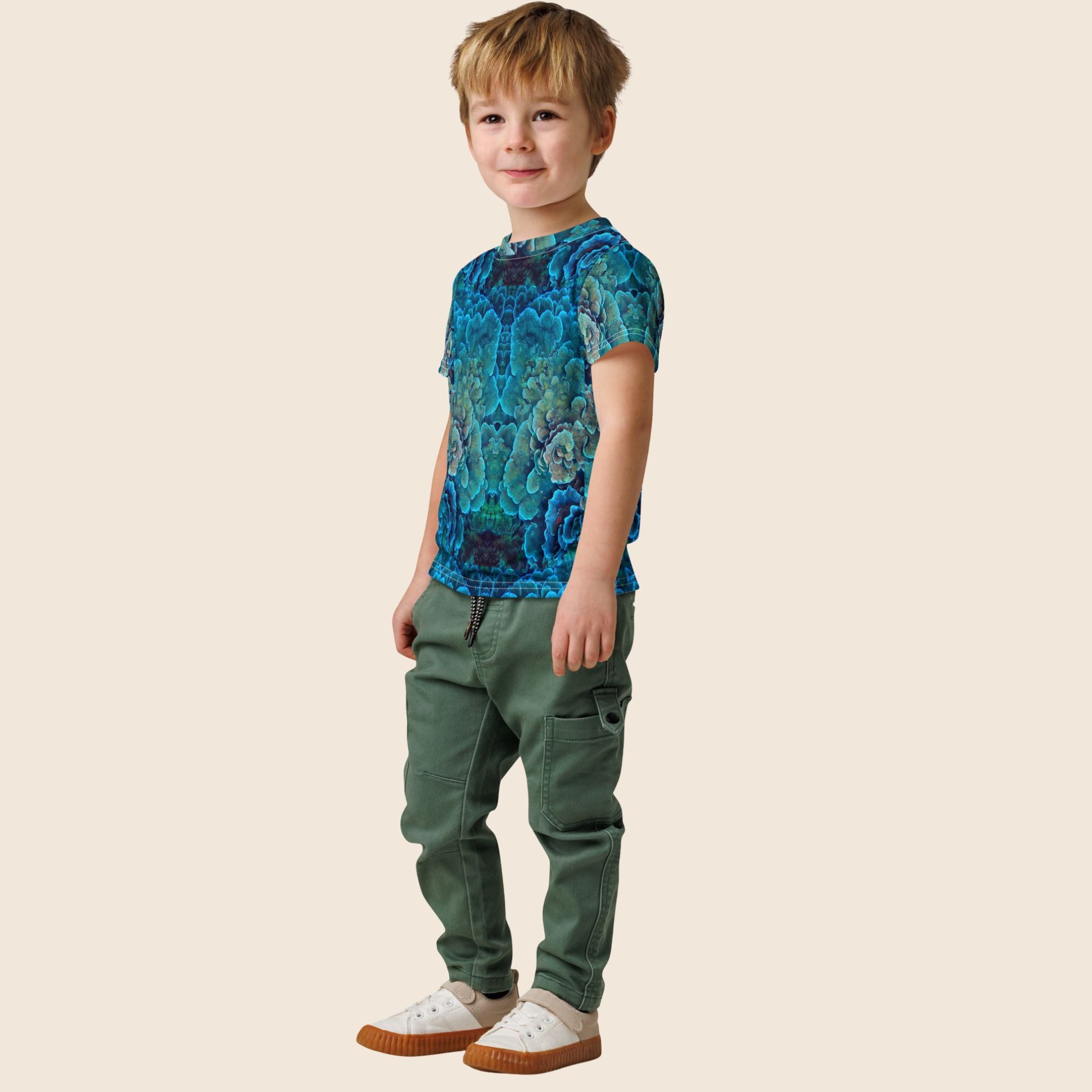 Coral Reef Print Kids Cotton T-Shirt | All-Over Print