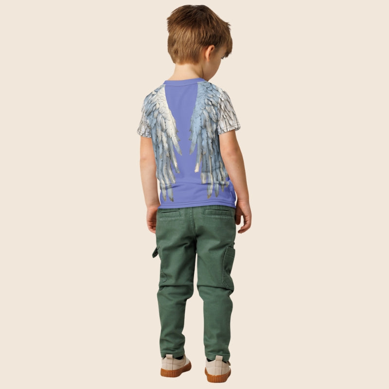 Blue Wings All-Over Print Kids Cotton T-Shirt