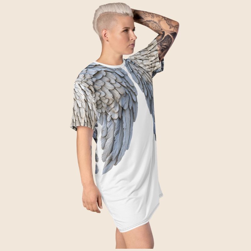 Oversized White T Shirt Dress | Graphic Wings