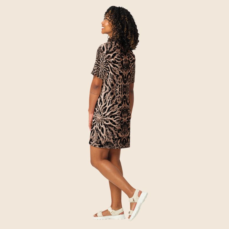 Bold Bone Print Oversized T-Shirt Dress | Psychedelic Fashion | Stretchy Fabric