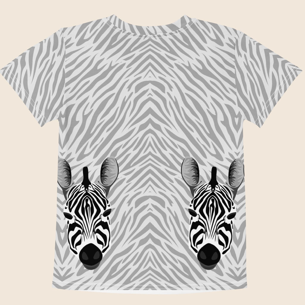 Zebra Head Print Kids Cotton T-Shirt | All-Over Print