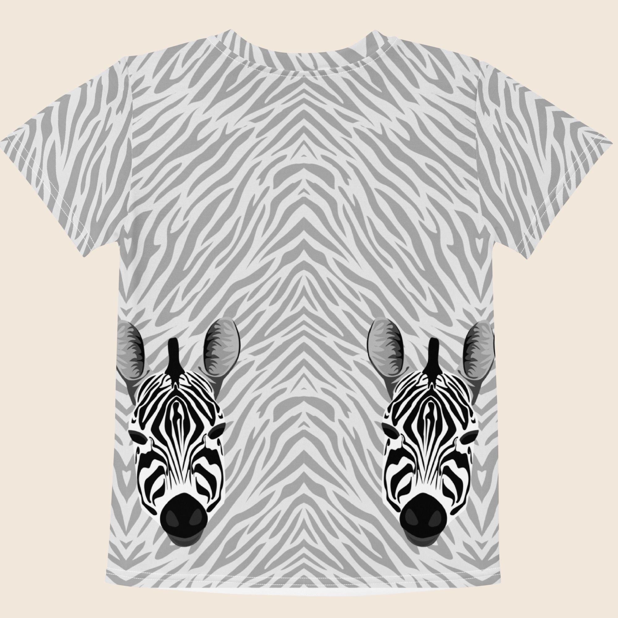 Zebra Head Print Kids Cotton T-Shirt | All-Over Print