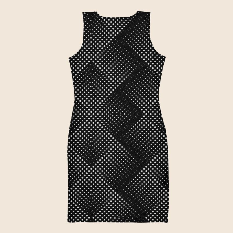 Optical Illusion Bodycon Dress, Trippy Design In Black and White