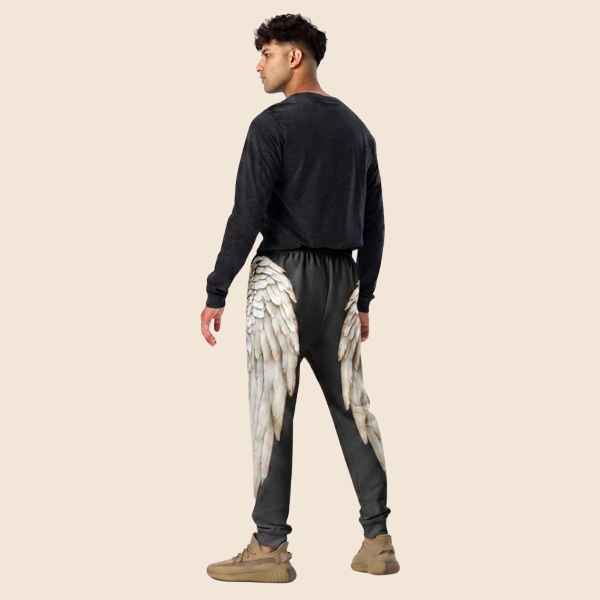 Black Wings Print Men's Joggers