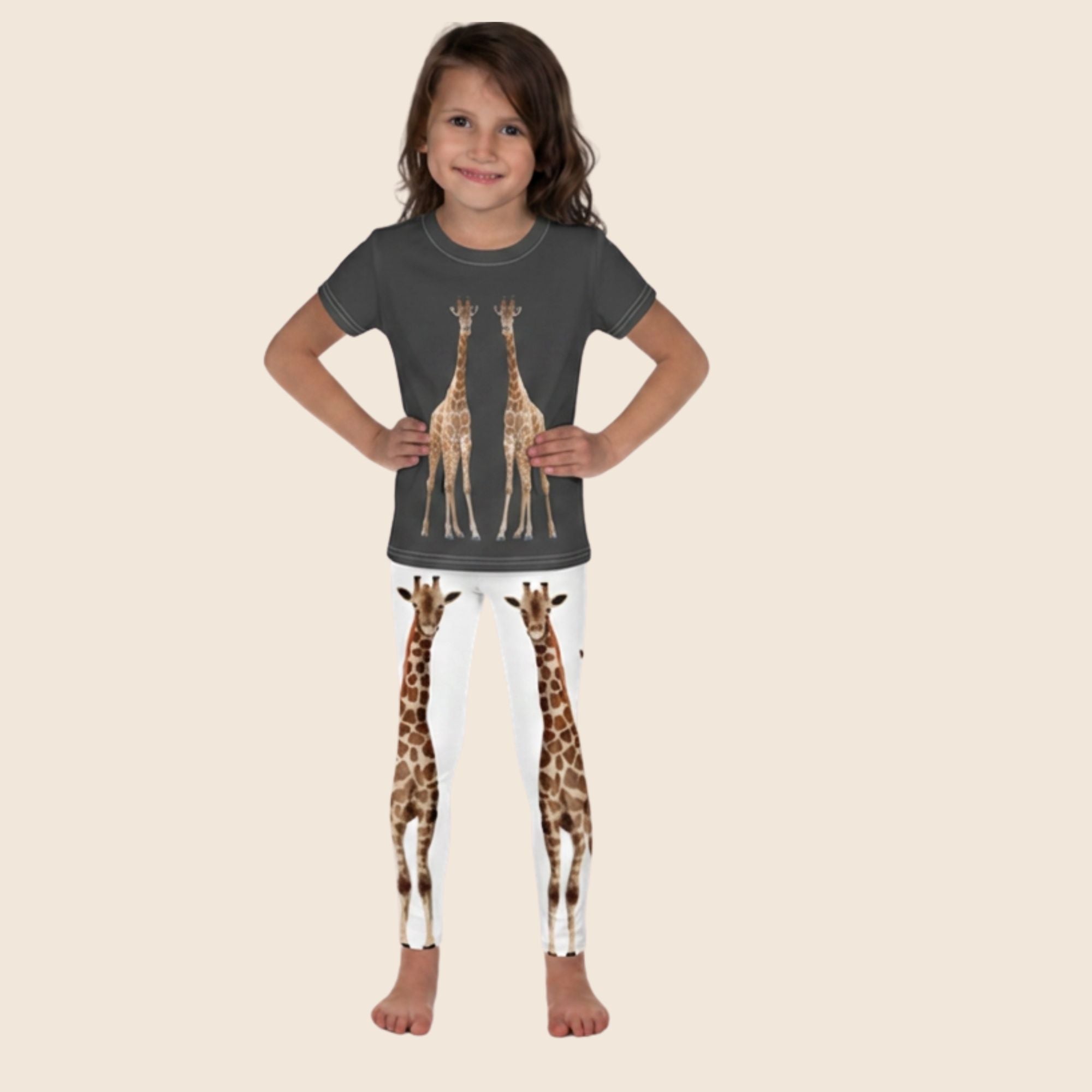 Giraffe Print Kids Cotton T-Shirt | All-Over Print