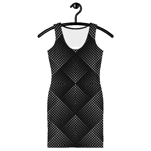 Optical Illusion Bodycon Dress, Trippy Design In Black and White