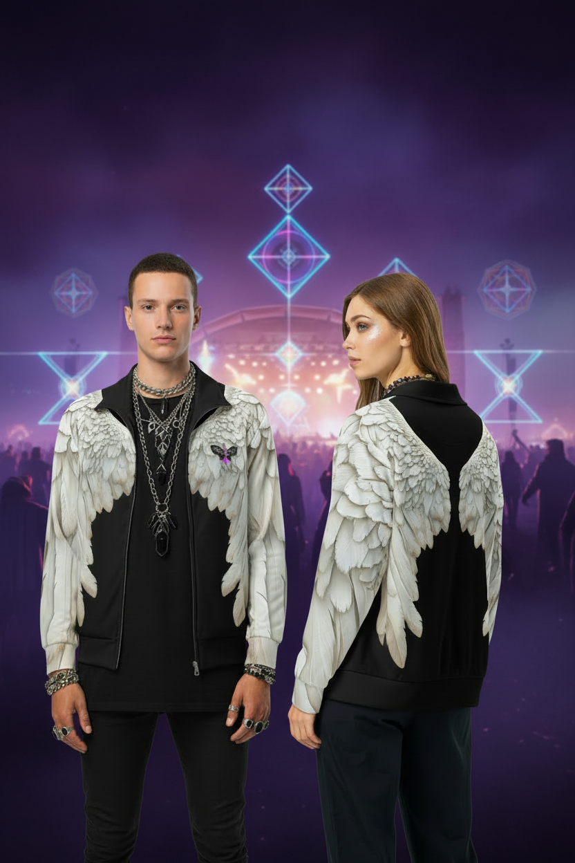 Wings Print Track Jacket — All-Over Print Recycled Unisex Zip-Up