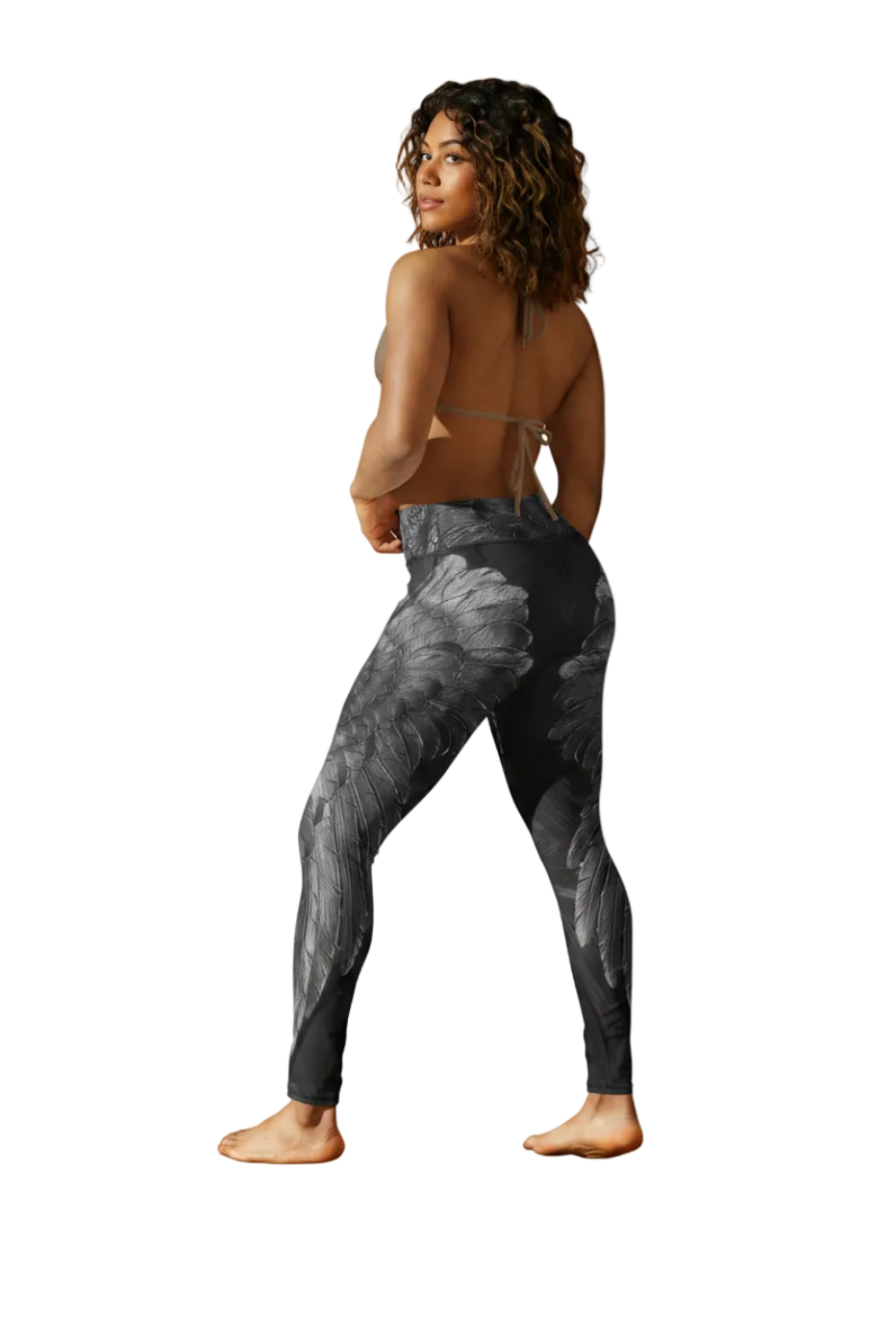 All-Over Wings Print High-Rise Yoga Leggings