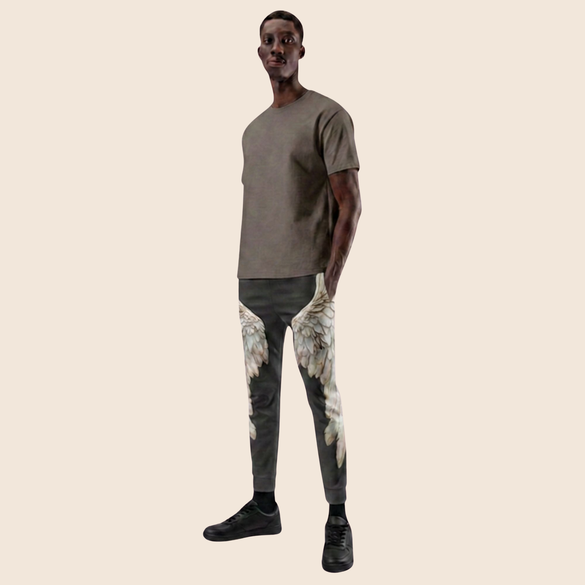 Black Wings Print Men's Joggers