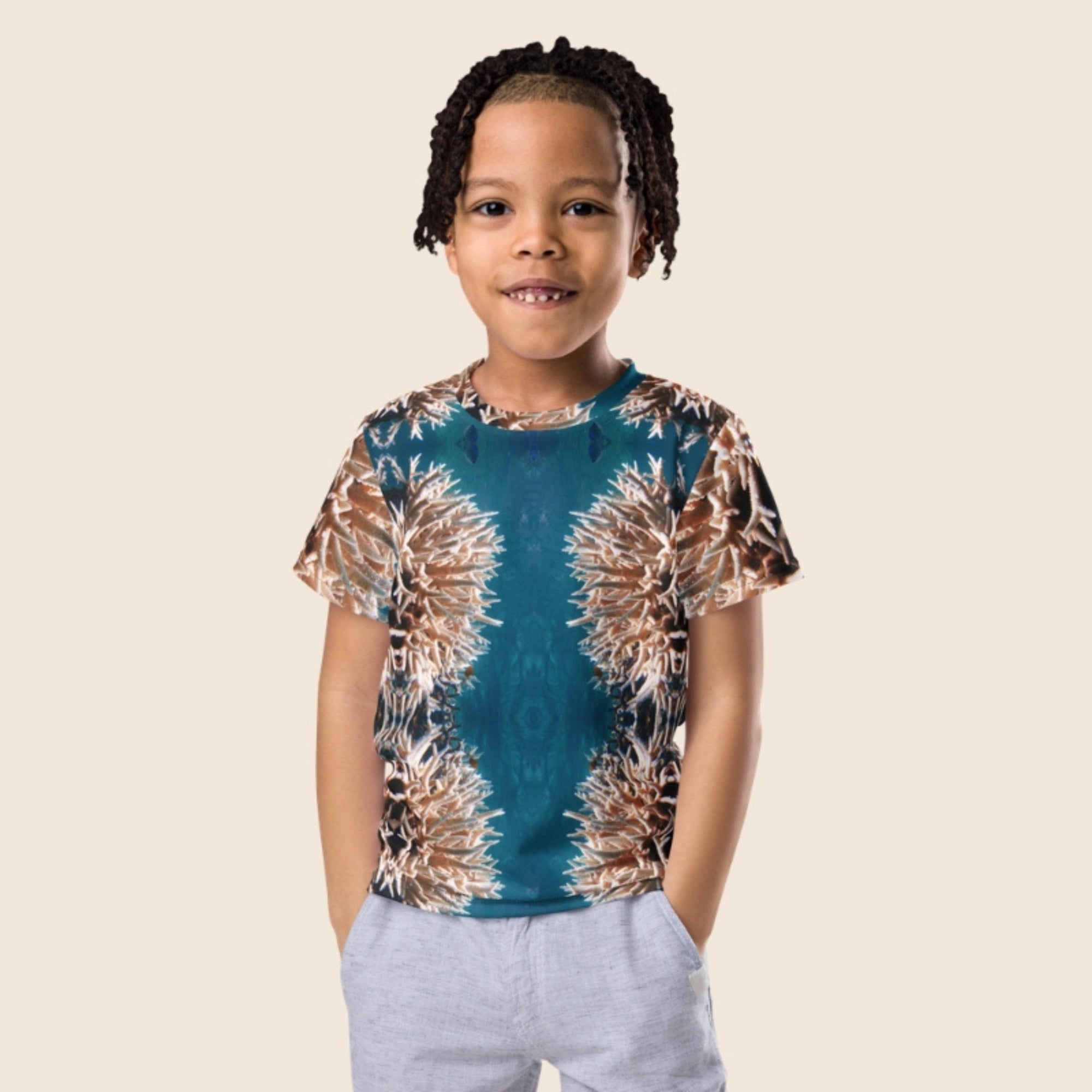 Coral Reef Print Kids T-Shirt | Ocean Design Crew Neck Tee