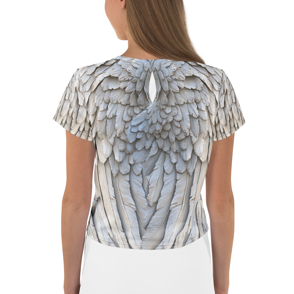 Grey All-Over Wings Print Crop Tee