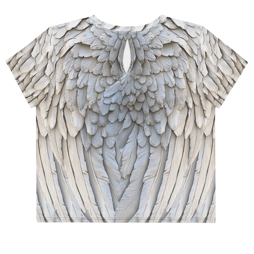 Grey All-Over Wings Print Crop Tee