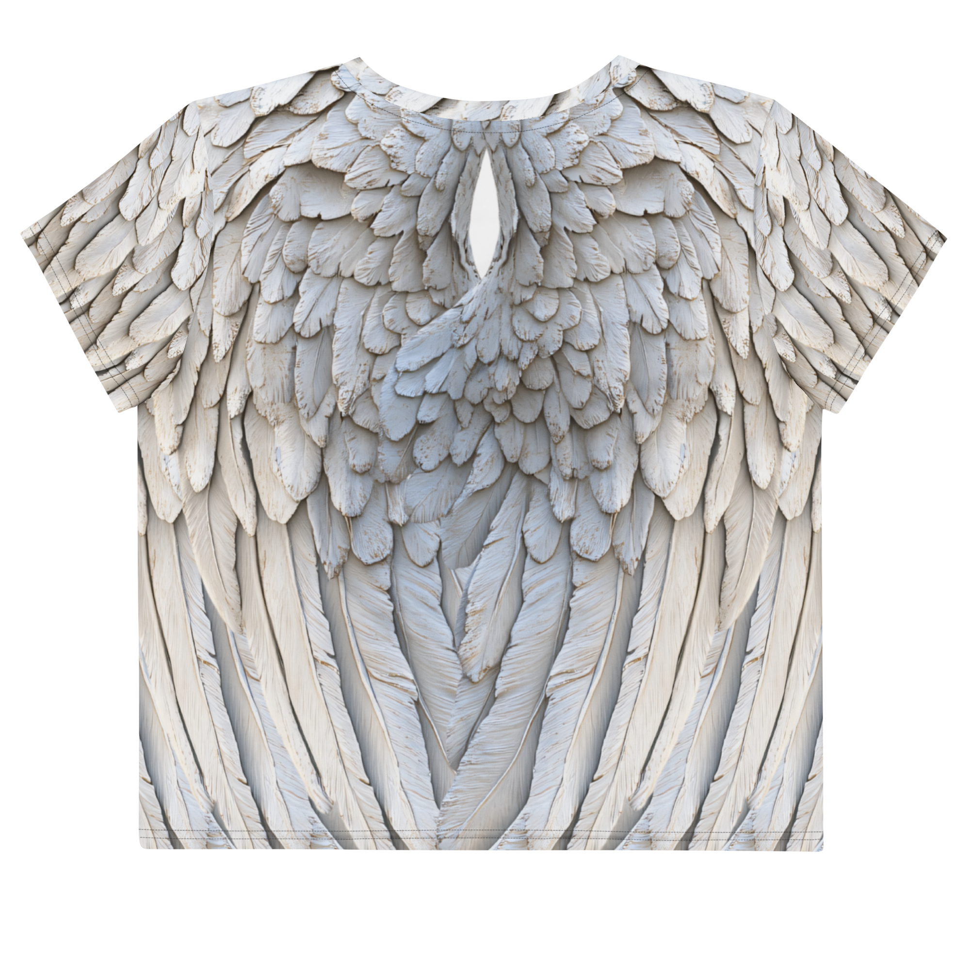 Grey All-Over Wings Print Crop Tee
