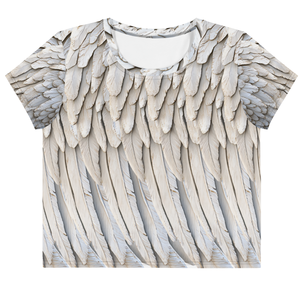 Grey All-Over Wings Print Crop Tee