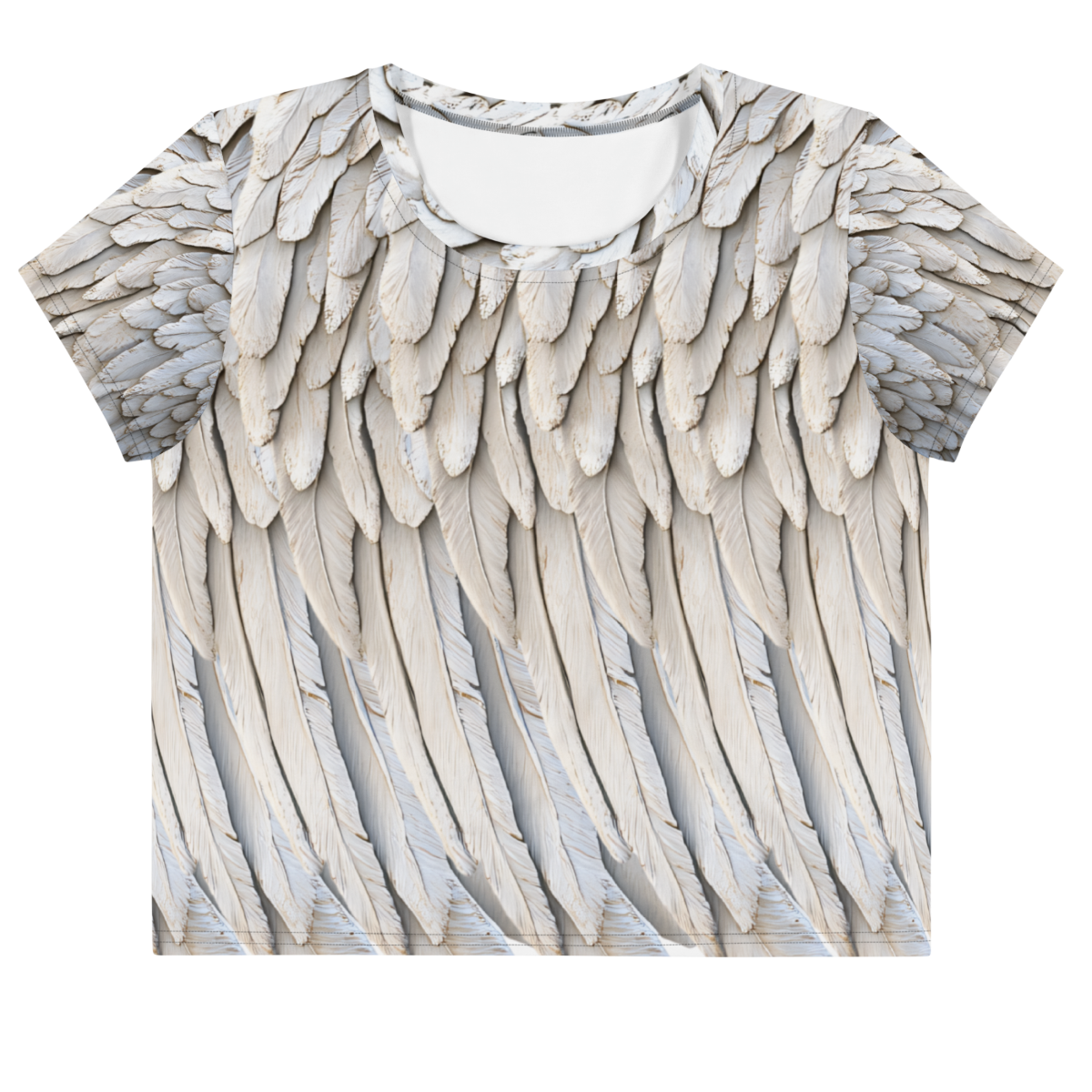 Grey All-Over Wings Print Crop Tee