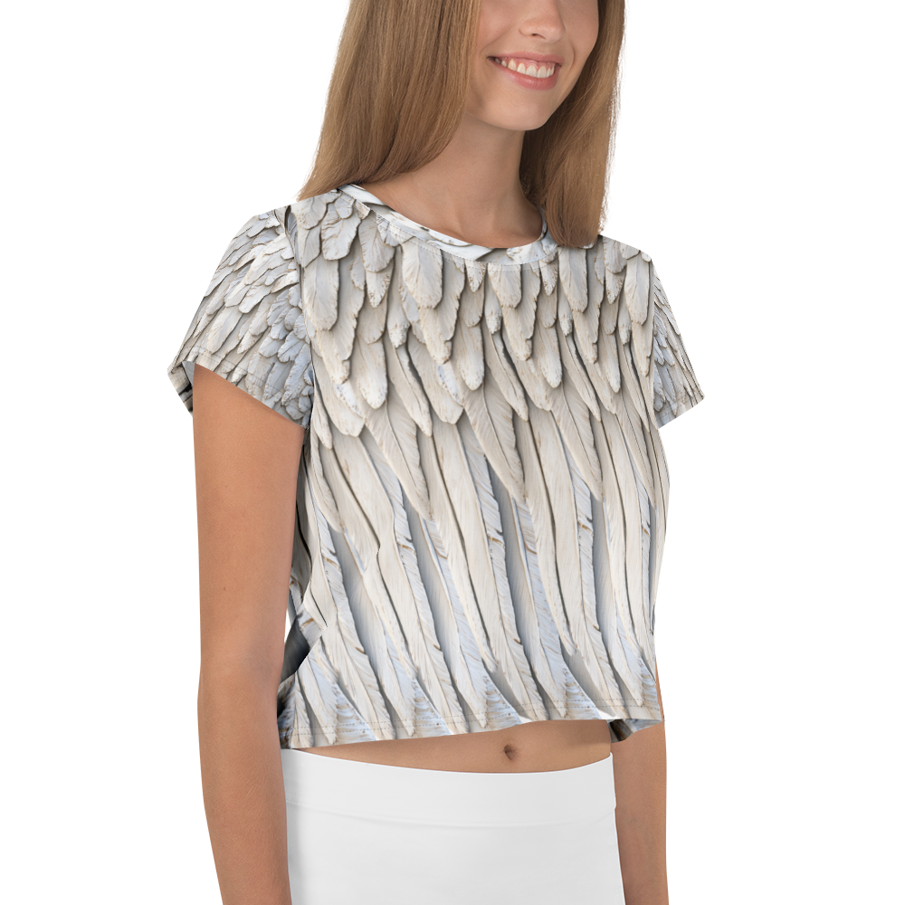 Grey All-Over Wings Print Crop Tee
