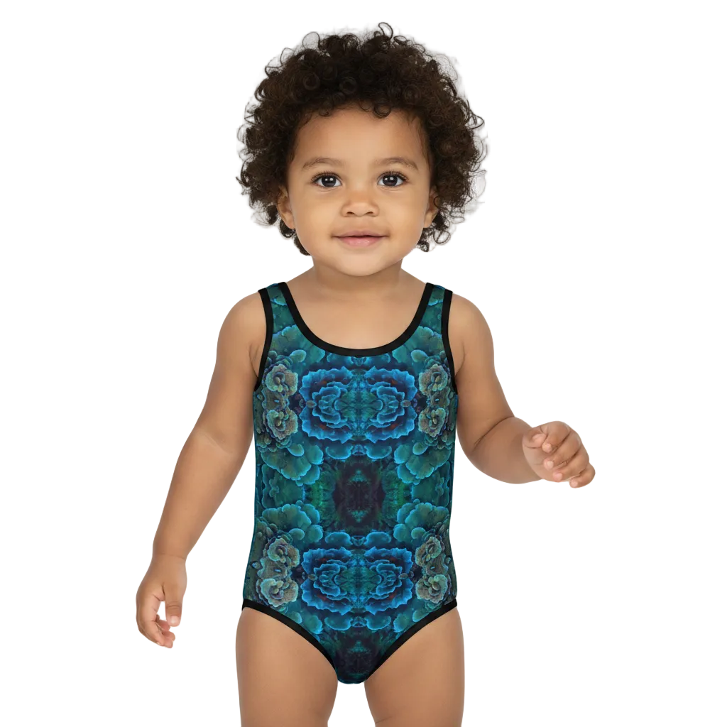 Coral, Blue & Green All-Over Print Kids Swimsuit