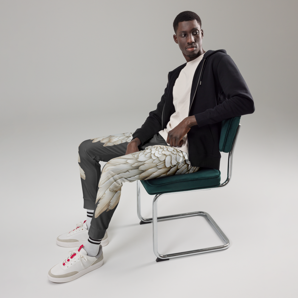 Black Wings Print Men's Joggers