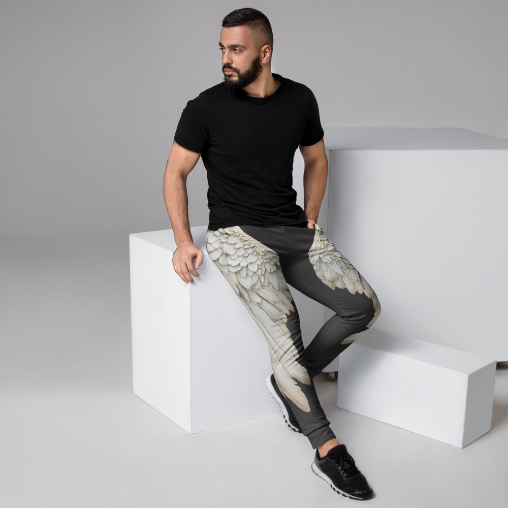 Black Wings Print Men's Joggers