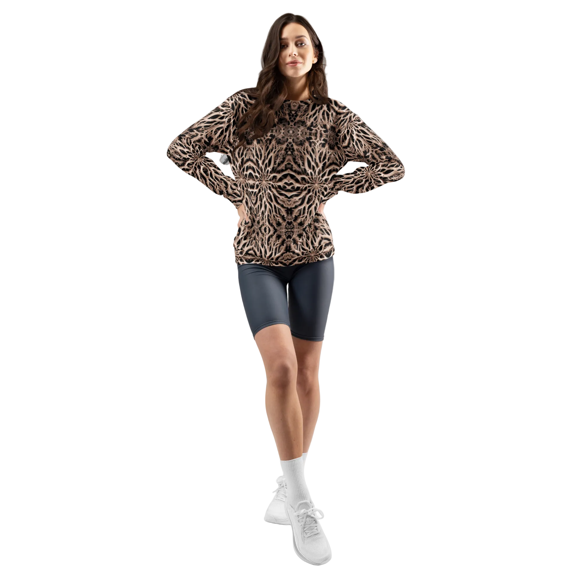 Brown Bones All-Over Print Unisex Sweatshirt — Eco-Friendly Festival & Streetwear