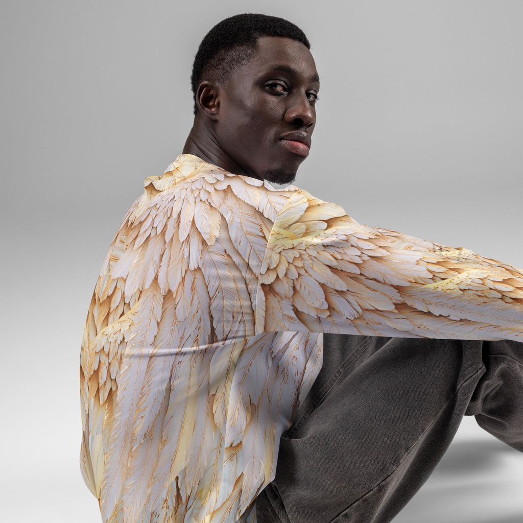 Golden Wings Unisex Sweatshirt — All-Over Print Festival & Streetwear