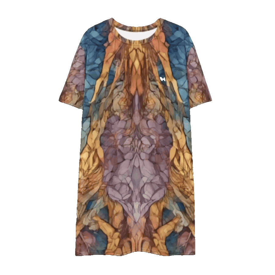 Rainbow Art Inspired Oversized T-Shirt Dress | All-Over Print | Women's Loose Fit