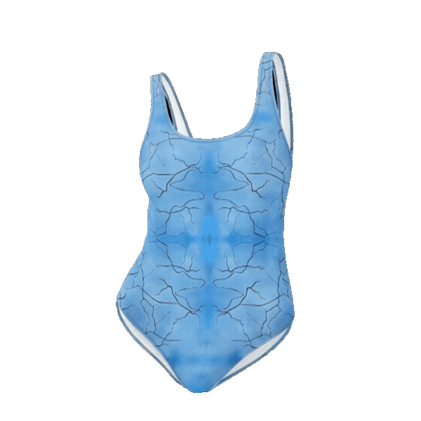 Soft Blue Cracked Earth One-Piece Swimsuit — All-Over Print Festival Swimwear