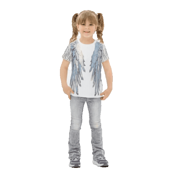 White Angel Wings Kids T-Shirt — Small Kids Cotton Blend Tee