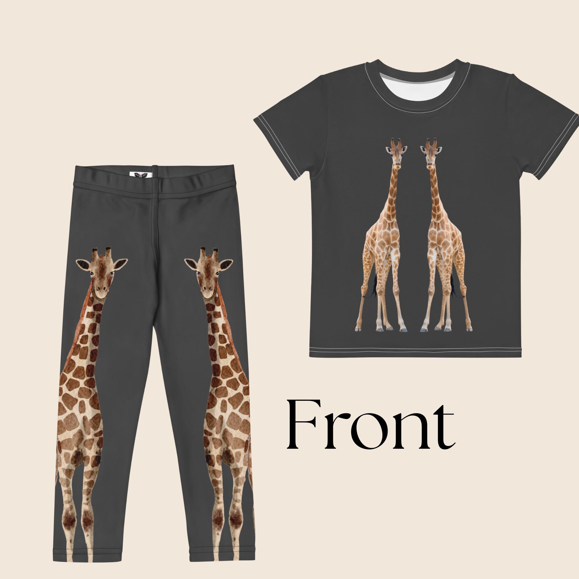 Giraffe Print Kids Matching Set | Leggings & Top